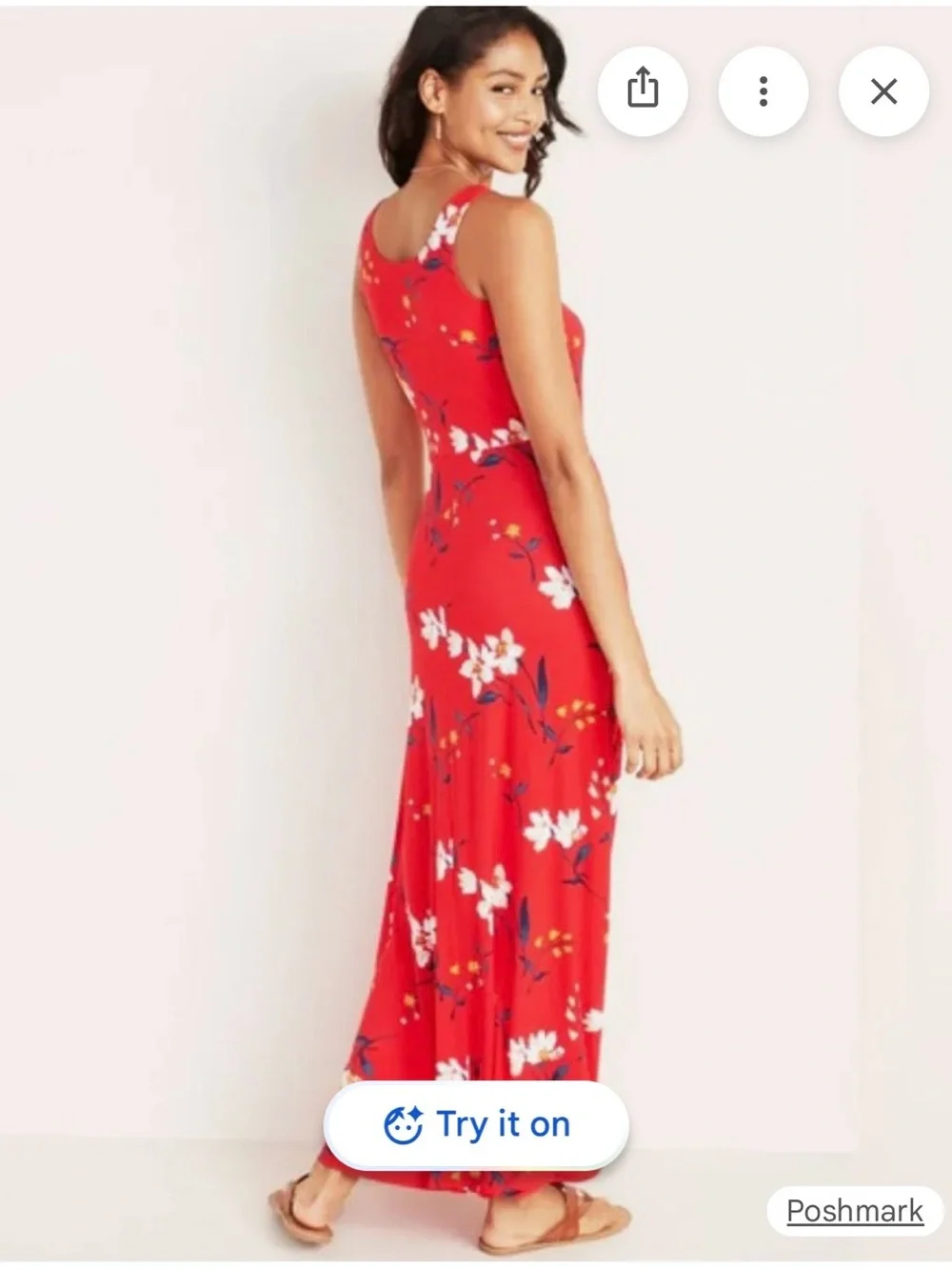 Old Navy Red Floral Tank Maxi Dress Scoop Neck. Size small. - Picture 1 of 11